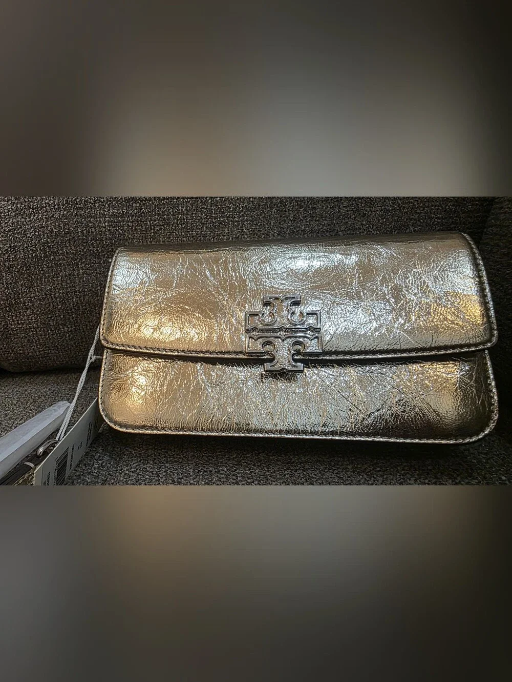 Tory Burch Metallic Gold/Silver Wristlet Clutch/ Shoulder Bag